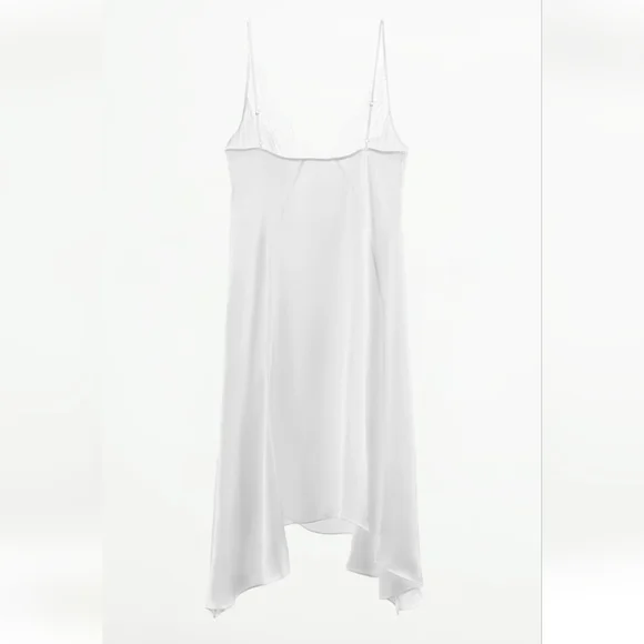 Satin Effect Dress With Lace White Zara S - Picture 8 of 9